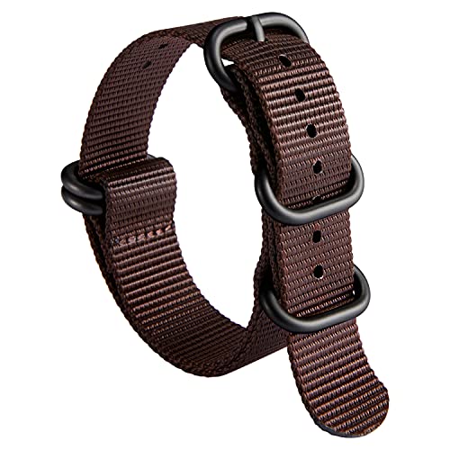 Uhrenarmband Nylon Dickes G10 Premium Ballistisches Armband Mehrfarbige Bänder für Herren Damen 18mm 19mm 20mm 21mm 22mm 23mm 24mm mit Silber/Schwarz Edelstahl Schnalle von BINLUN