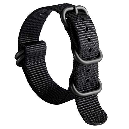 Uhrenarmband Nylon Dickes G10 Premium Ballistisches Armband Mehrfarbige Bänder für Herren Damen 18mm 19mm 20mm 21mm 22mm 23mm 24mm mit Silber/Schwarz Edelstahl Schnalle von BINLUN