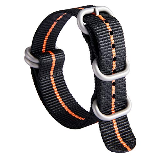 Uhrenarmband Nylon Dickes G10 Premium Ballistisches Armband Mehrfarbige Bänder für Herren Damen 18mm 20mm 22mm 24mm mit Silber/Schwarz Edelstahl Schnalle von BINLUN