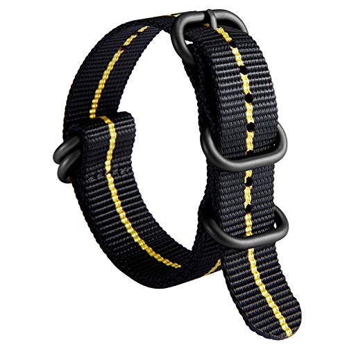 Uhrenarmband Nylon Dickes G10 Premium Ballistisches Armband Mehrfarbige Bänder für Herren Damen 18mm 20mm 22mm 24mm mit Silber/Schwarz Edelstahl Schnalle von BINLUN