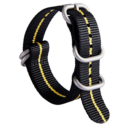 Uhrenarmband Nylon Dickes G10 Premium Ballistisches Armband Mehrfarbige Bänder für Herren Damen 18mm 20mm 22mm 24mm mit Silber/Schwarz Edelstahl Schnalle von BINLUN