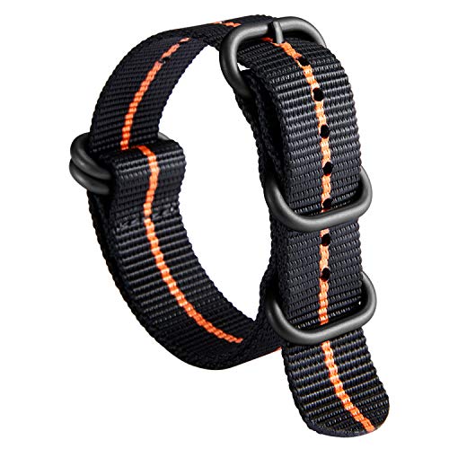 Uhrenarmband Nylon Dickes G10 Premium Ballistisches Armband Mehrfarbige Bänder für Herren Damen 18mm 20mm 22mm 24mm mit Silber/Schwarz Edelstahl Schnalle von BINLUN