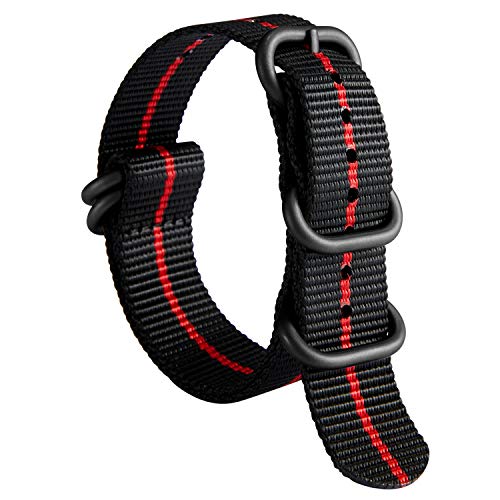 Uhrenarmband Nylon Dickes G10 Premium Ballistisches Armband Mehrfarbige Bänder für Herren Damen 18mm 20mm 22mm 24mm mit Silber/Schwarz Edelstahl Schnalle von BINLUN