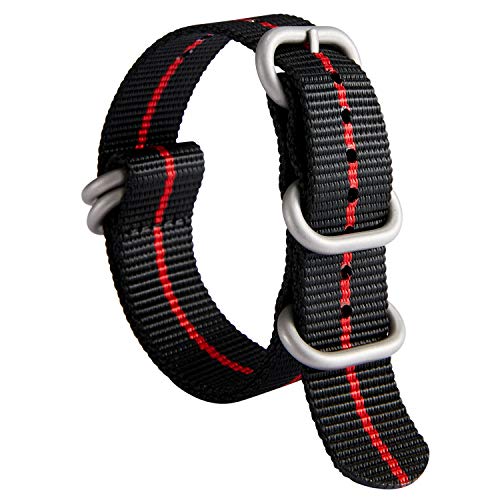 Uhrenarmband Nylon Dickes G10 Premium Ballistisches Armband Mehrfarbige Bänder für Herren Damen 18mm 20mm 22mm 24mm mit Silber/Schwarz Edelstahl Schnalle von BINLUN