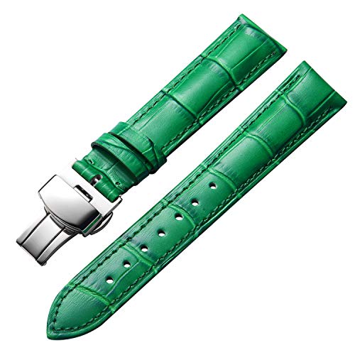 Original Kalbsleder Leder Uhrenarmbänder Ersatz Alligator Armband für Männer Frauen mit Silber/Gold/Roségold Schmetterling Einsatzschnalle 12mm 13mm 14mm 16mm 17mm 18mm 19mm 20mm 21mm 22mm 23mm 24mm von BINLUN
