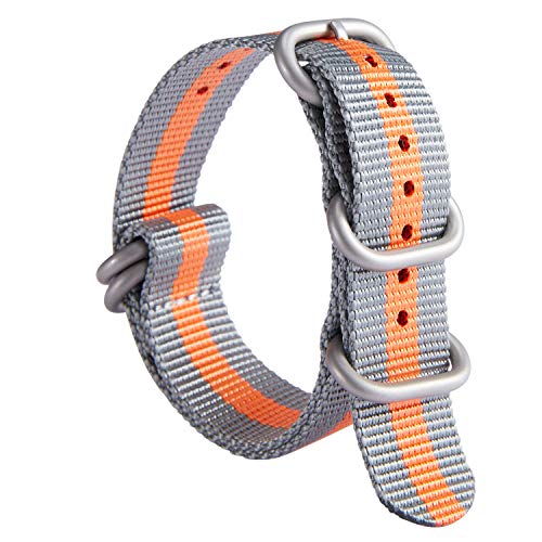 Uhrenarmband Nylon Dickes G10 Premium Ballistisches Armband Mehrfarbige Bänder für Herren Damen 18mm 20mm 22mm 24mm mit Silber/Schwarz Edelstahl Schnalle von BINLUN