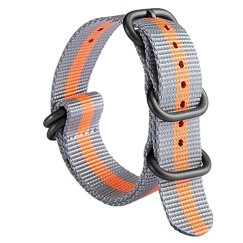 Uhrenarmband Nylon Dickes G10 Premium Ballistisches Armband Mehrfarbige Bänder für Herren Damen 18mm 20mm 22mm 24mm mit Silber/Schwarz Edelstahl Schnalle von BINLUN