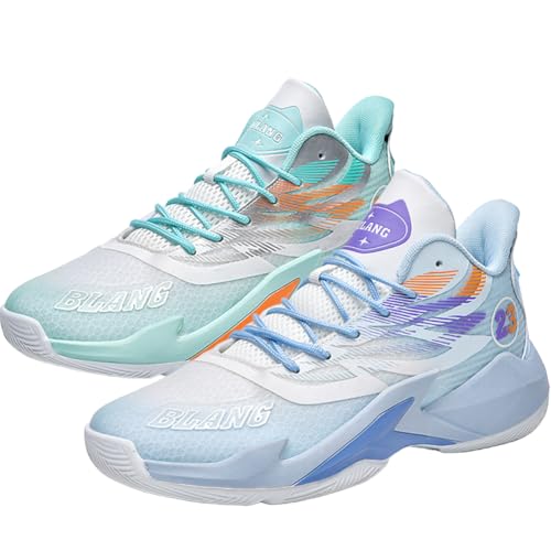 BINQER Atmungsaktive und rutschfeste Basketball-Trainingsschuhe for Herren(Blue Green,45 EU) von BINQER