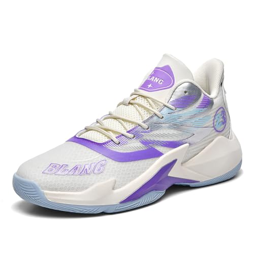 BINQER Herren-Basketballschuhe, rutschfeste Sportschuhe mit Gummisohle, geeignet for das Training im Freien(Purple,43 EU) von BINQER
