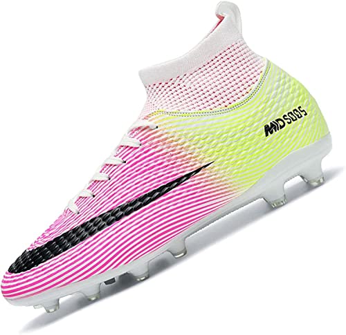 BINQER Herren-Fußballschuhe, Outdoor-Training, Fußballschuhe, langlebige und atmungsaktive Sportschuhe Fußballausrüstung (Color : T10cd Pink, Size : 45 EU) von BINQER