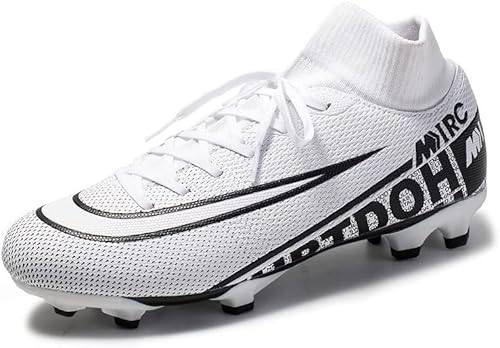 BINQER Herren-Fußballschuhe – High-Top-Fußballschuhe for den Rasen-, Innen- und Außenbereich – Spieltrainings-Sneaker for Jugendliche Fußballausrüstung (Color : 8508-whit-e, Size : 41 EU) von BINQER