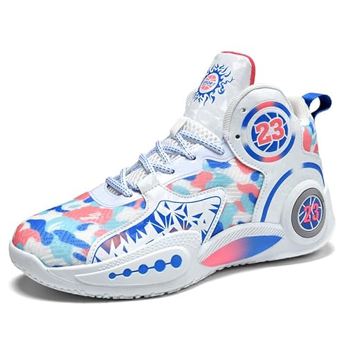 BINQER Herren High Top Basketballschuhe mit rutschfestem und atmungsaktivem Camouflage-Design, Sport-Basketballstiefel(Green,43 EU) von BINQER