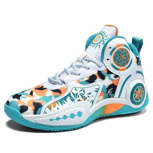 BINQER Herren High Top Basketballschuhe mit rutschfestem und atmungsaktivem Camouflage-Design, Sport-Basketballstiefel(Grey,38 EU) von BINQER