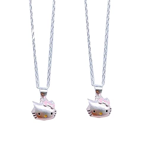 BINQILIN Halsschmuck Für Damenfür Mädchen Katze Kopf Halskette Silber Anime Anhänger Kinderschmuck Halskette Geschenk Für Mädchen von BINQILIN