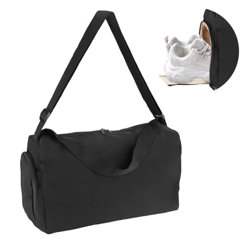 Kleiner Turnbeutel für Damen mit Schuhfach und Nassfach, leichte Reisetasche für Damen und Herren, Wochenend-Tragetasche – Sport, Yoga, Schwimmen, Tanzen, Schwarz, Einheitsgröße Kleiner Turnbeutel für Damen mit Schuhfach und Nassfach, leichte Reisetasche für Damen und Herren, Wochenend-Tragetasche – Sport, Yoga, Schwimmen, Tanzen, Schwarz, Einheitsgröße von BINSUNS