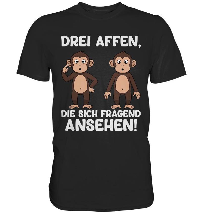 3 Affen Die Sich Fragend Ansehen T-Shirt | Witziges Funshirt Lustige Geschenkidee Monkey Fans Spruchshirt Statement von BINYAShop