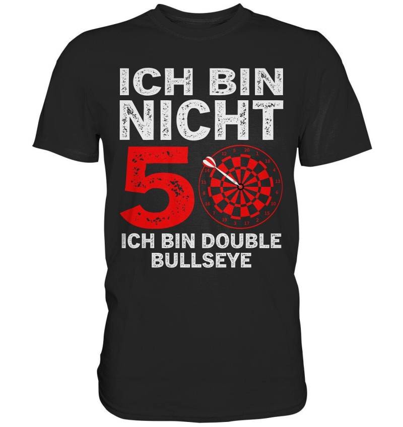 50. Geburtstag Geschenk | Lustiger Dart Spruch Double Bullseye Premium T-Shirt von BINYAShop