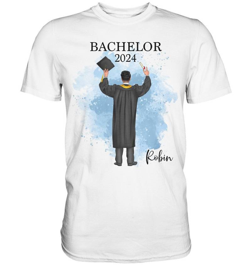 Bachelor Master T-Shirt 2024 Abschluss Geschenk Personalisiert Name Absolvent Doktor Männer Herren Schulabschluss Abitur Abi von BINYAShop