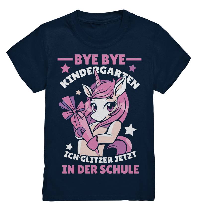 Einschulung Und Schulanfang - Bye Kindergarten Süßes Einhorn Kinder T-Shirt von BINYAShop