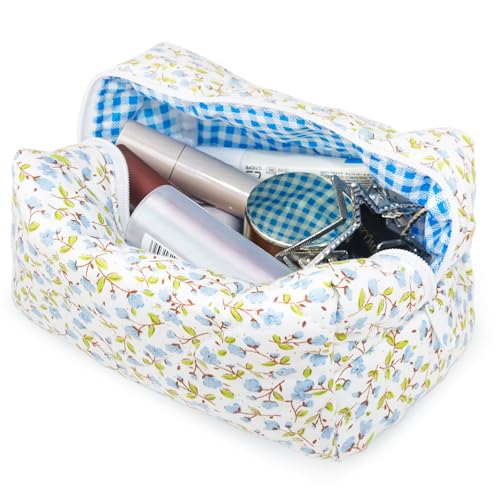 Kosmetiktasche Kulturtasche Make up Tasche Reise Waschtasche Cord Make up Organizer Waschbeutel Klein Kulturbeutel Schminktasche Multifunktionaler Kosmetikbeutel Set für Damen Mädchen Blau von BINYI