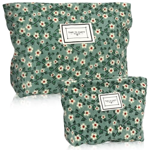 Kosmetiktasche Kulturtasche Make up Tasche Reise Waschtasche Cord Make up Organizer Waschbeutel Klein Kulturbeutel Schminktasche Multifunktionaler Kosmetikbeutel Set für Damen Mädchen Grün von BINYI