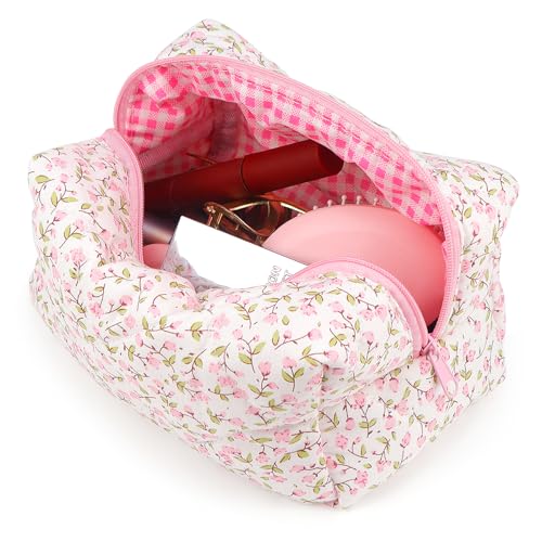 Kosmetiktasche Kulturtasche Make up Tasche Reise Waschtasche Cord Make up Organizer Waschbeutel Klein Kulturbeutel Schminktasche Multifunktionaler Kosmetikbeutel Set für Damen Mädchen Rosa von BINYI