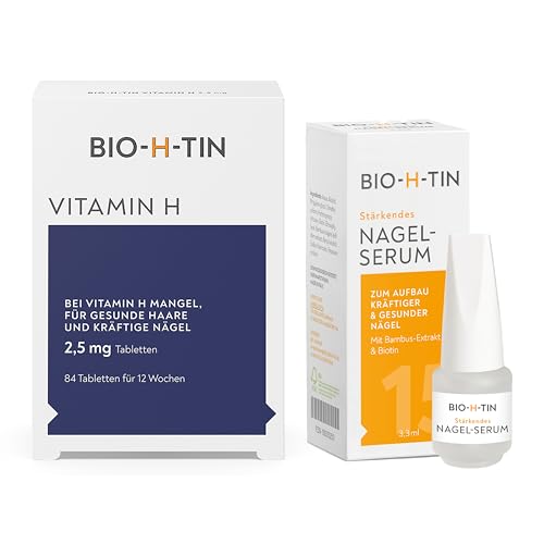 BIO-H-TIN stärkendes Nagel-Serum (3,3 ml) & Vitamin H 2,5mg 84 Tabl. - Zum Aufbau kräftiger & gesunder Nägel in nur 4 Wochen von BIO-H-TIN
