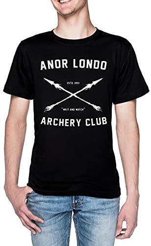 Anor Londo Archery Club Wait and Watch Männer T-Shirt Schwarz Rundhals Men Black Round Neck L von BIOCLOD