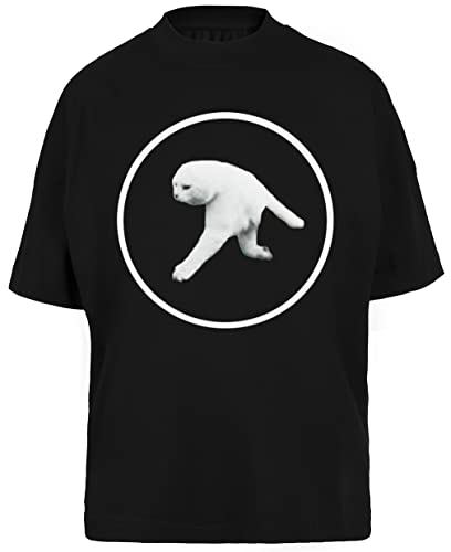 Aphex Twin - Zweibeinige Katze (Weißes Logo) Männer Frauen Unisex Baggy T-Shirt Schwarz Men Women Black von BIOCLOD