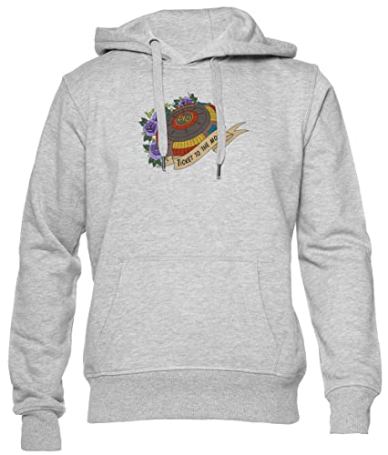 BIOCLOD Elo Ticket to The Moon Spaceship Männer Frauen Unisex Kapuzenpullover Grau Men Women Hoodie Grey L von BIOCLOD