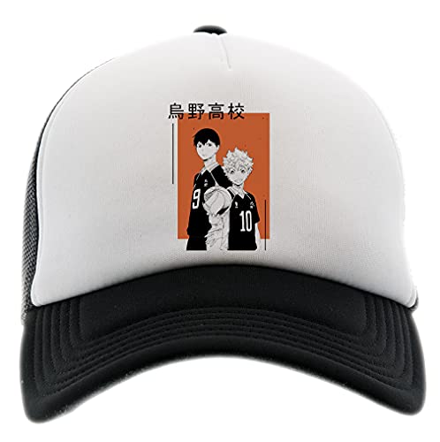 BIOCLOD Haikyuu Karasuno KageHina Männer Frauen Unisex Baseball Kappe Schwarz Weiss Men Women Cap Black White von BIOCLOD