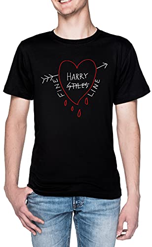 Harry Fine Line Heart Männer T-Shirt Schwarz Rundhals Men Black Round Neck 5XL von BIOCLOD