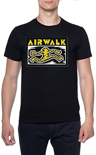 Laufender Mann, Airwalk-Schuh-Skateboard Männer T-Shirt Schwarz Rundhals Men Black Round Neck von BIOCLOD