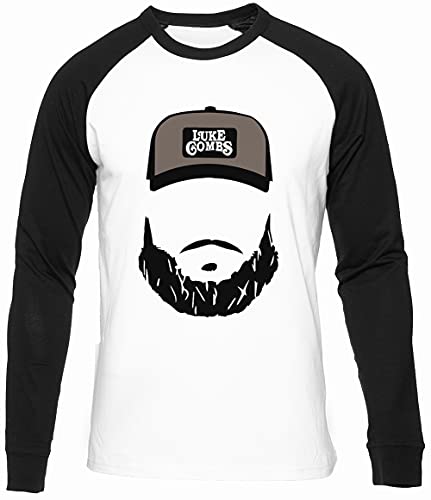 Luke Combs Bearded Männer Frauen Unisex Baseball T-Shirt Weiß Schwarze Ärmel Rundhals Men Women White Round Neck L von BIOCLOD