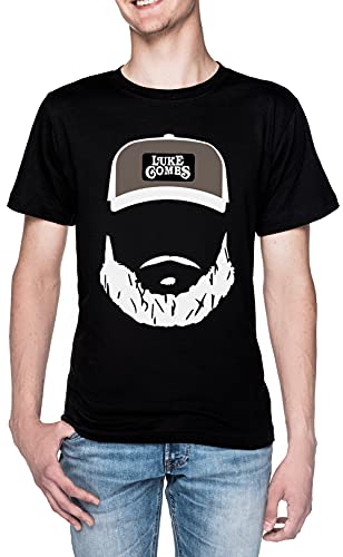 Luke Combs Bearded Männer T-Shirt Schwarz Rundhals Men Black Round Neck S von BIOCLOD