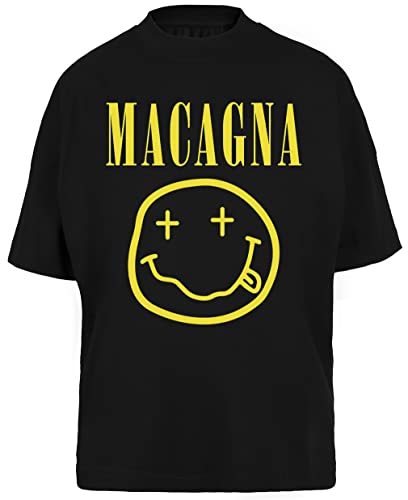 Macagna Tpmp Männer Frauen Unisex Baggy T-Shirt Schwarz Men Women Black von BIOCLOD