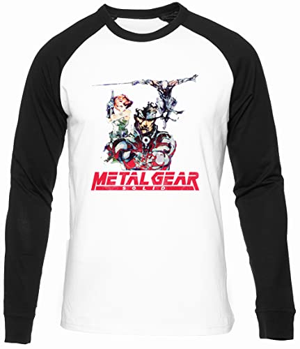 Metal Gear Solid Characters Männer Frauen Unisex Baseball T-Shirt Weiß Schwarze Ärmel Rundhals Men Women White Round Neck XL von BIOCLOD
