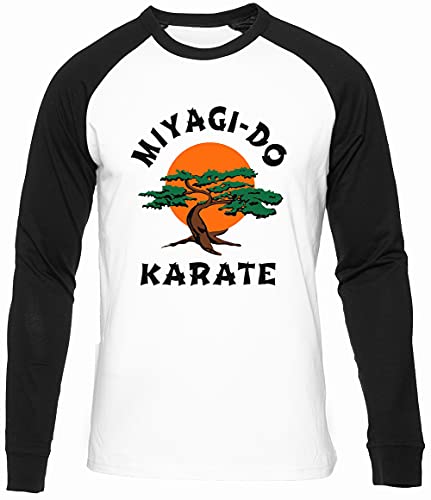 Miyagi Do Karate Bonsai Tree Männer Frauen Unisex Baseball T-Shirt Weiß Schwarze Ärmel Rundhals Men Women White Round Neck L von BIOCLOD