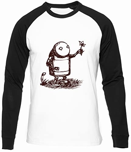 Nier Automata Robot Männer Frauen Unisex Baseball T-Shirt Weiß Schwarze Ärmel Rundhals Men Women White Round Neck M von BIOCLOD