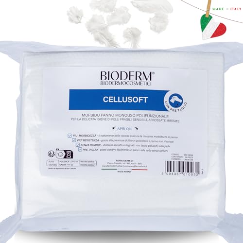 BIODERM Cellusoft – weiches Mehrzweck-Einwegtuch aus Viskose und Polyester – Mehrzweck-Tücher für die sanfte Hygiene empfindlicher und geröteter Haut von älteren Menschen, Kindern – 30 x 38 cm (50 von BIODERM BIODERMOCOSMETICI