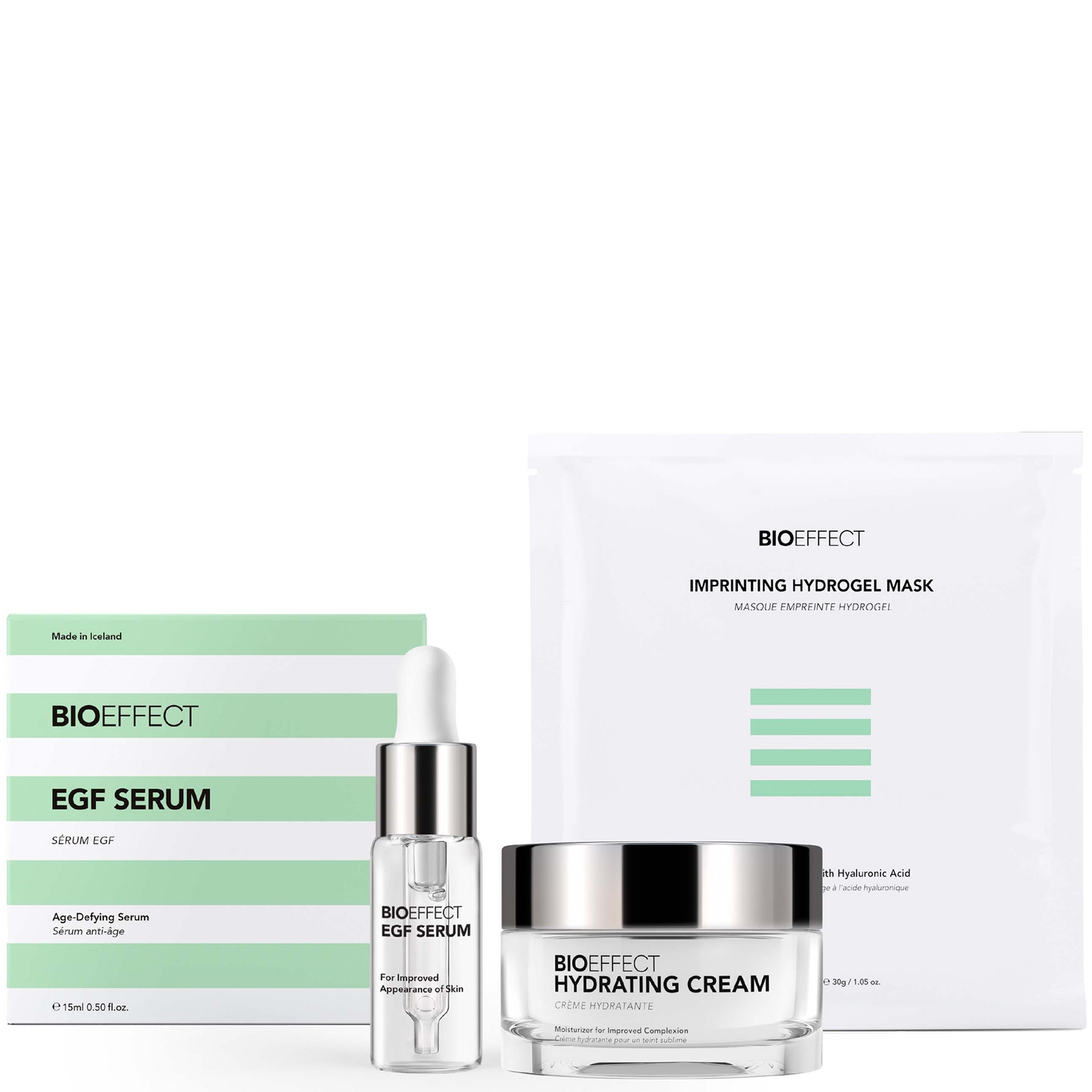 BIOEFFECT Icons Set including EGF Serum, Hydrating Cream 50ml and Imprinting Hydrogel Mask 25g von BIOEFFECT