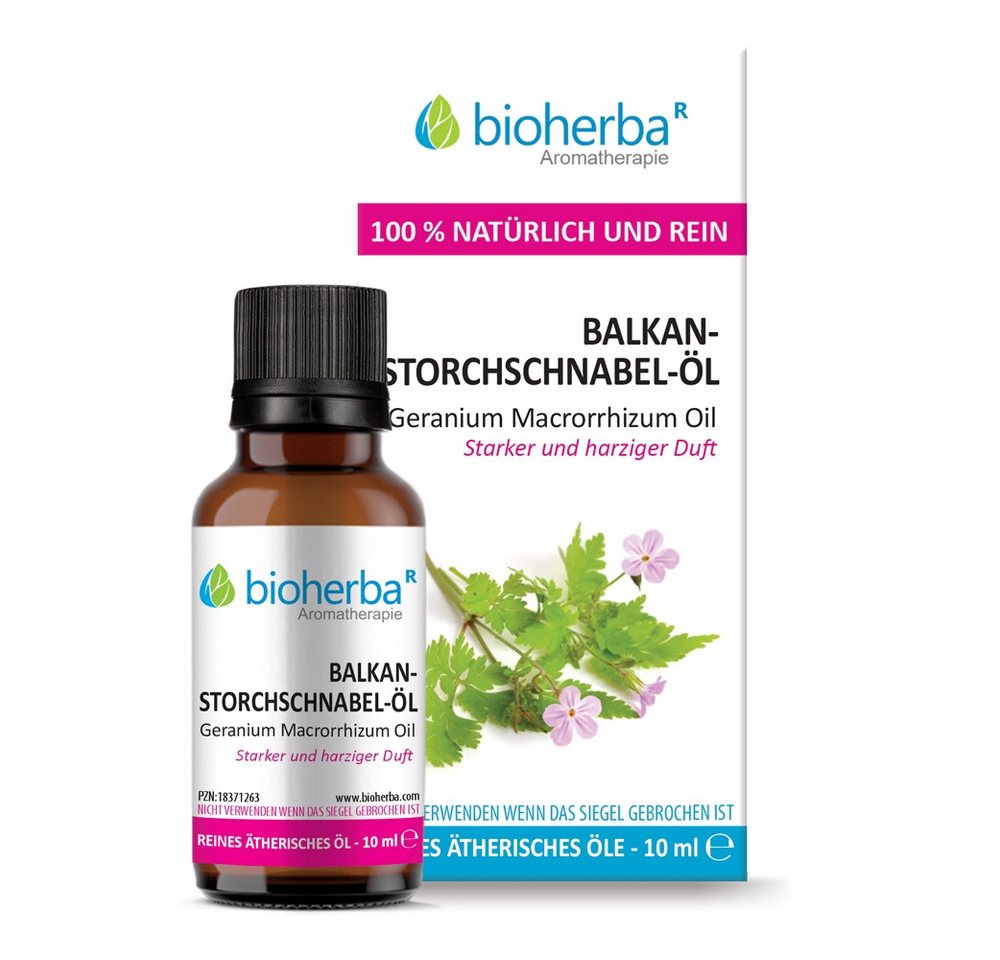 BIOHERBA R Pflege-Set Balkan-Storchschnabel-Öl Reines ätherisches Öl 10 ml von BIOHERBA R
