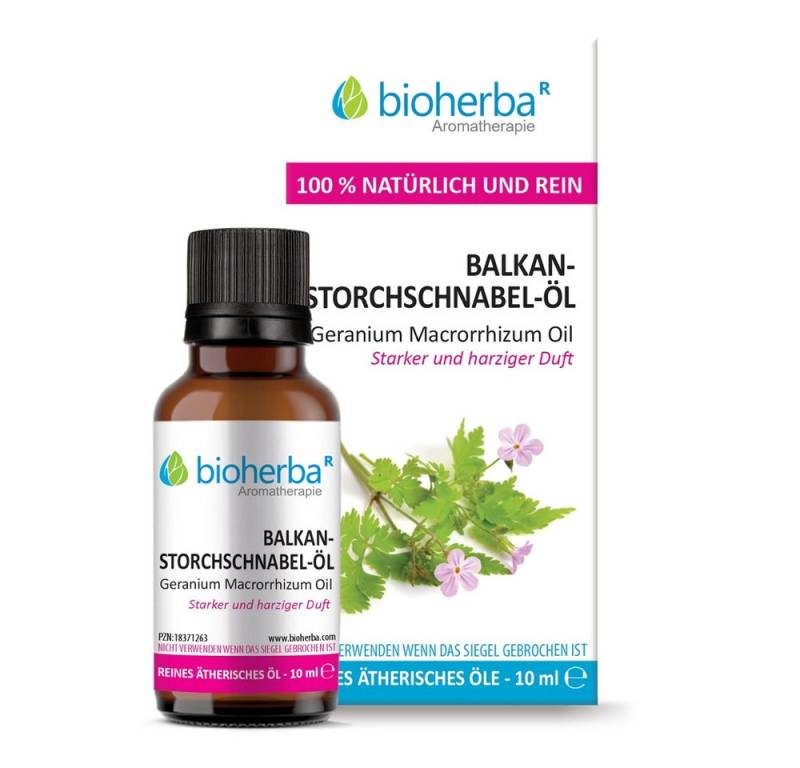 BIOHERBA R Pflege-Set Balkan-Storchschnabel-Öl Reines ätherisches Öl 10 ml von BIOHERBA R