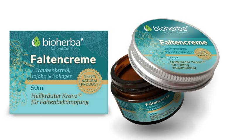 BIOHERBA R Pflege-Set Faltencreme – Heilkräuter Kranz für Faltenbekämpfung, 50ml von BIOHERBA R