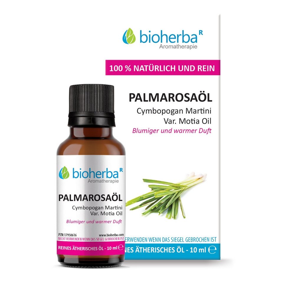 BIOHERBA R Pflege-Set Palmarosaöl Reines ätherisches Öl 10 ml von BIOHERBA R