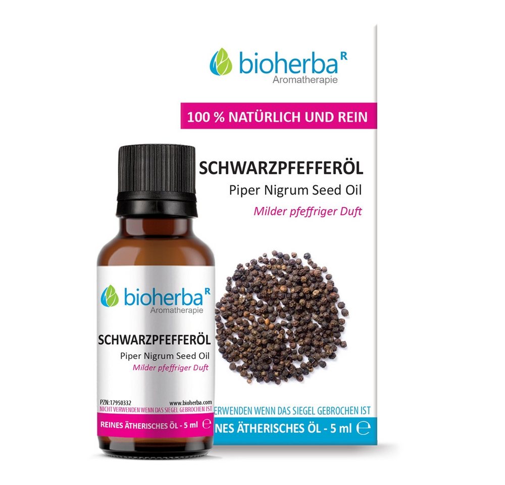 BIOHERBA R Pflege-Set Schwarzpfefferöl Reines ätherisches Öl 5 ml von BIOHERBA R
