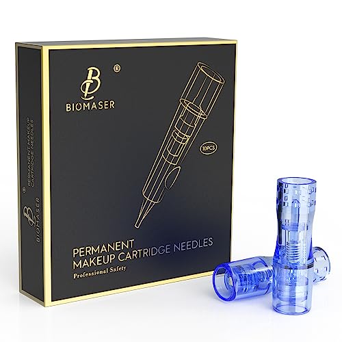 BIOMASER 10pcs Permanent Make-up Patrone Nadeln Tattoo Nadel Passend für Permanent Make-up Maschine Stift T100 P1 X1 für Augenbraue Eyeliner Lip Contour (42P) von BIOMASER