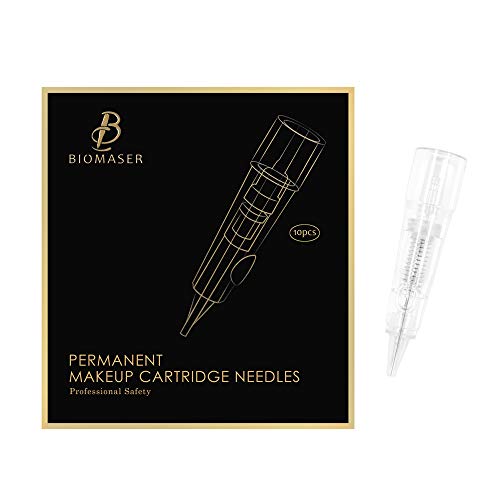 BIOMASER 10pcs Permanent Make-up Patrone Nadeln Tattoo Nadel Passend für Permanent Make-up Maschine Stift T100 P1 X1 für Augenbraue Eyeliner Lip Contour (3F) von BIOMASER