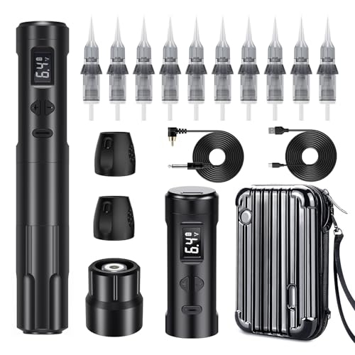 Biomaser Wireless Semi Permanent Make-up Maschine mit 2 Batterien, 10 Stück Kartuschen Nadeln geeignet für Eyeliner Lippen Augenbrauen Miroblading Schattierung für Anfänger und Künstler Biomaser Wireless Semi Permanent Make-up Maschine mit 2 Batterien, 10 Stück Kartuschen Nadeln geeignet für Eyeliner Lippen Augenbrauen Miroblading Schattierung für Anfänger und Künstler von BIOMASER