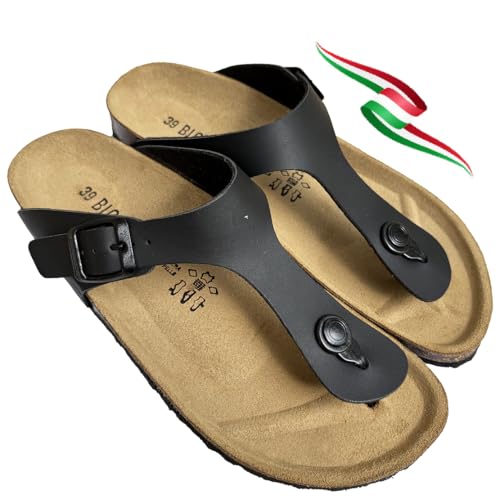 BIOMODEX CIABATTE Damen-Flip-Flops aus Kunstleder Mirtea mit Schnalle aus Leder, offene Slipper, hergestellt in Italien, Schwarz , 37 EU BIOMODEX CIABATTE Damen-Flip-Flops aus Kunstleder Mirtea mit Schnalle aus Leder, offene Slipper, hergestellt in Italien, Schwarz , 37 EU von BIOMODEX CIABATTE